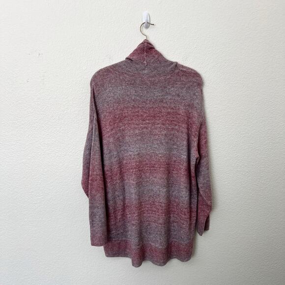 [American Eagle] Ombre Striped Oversized Purple Red Cowl Neck Sweater Sz Small S - Picture 3 of 11